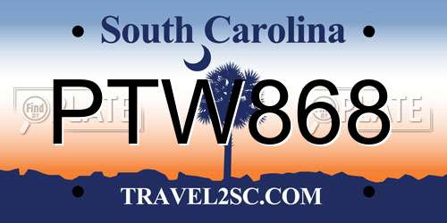 PTW868 South Carolina License Plate