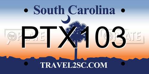 PTX103 South Carolina License Plate