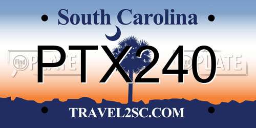 PTX240 South Carolina License Plate