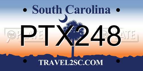 PTX248 South Carolina License Plate