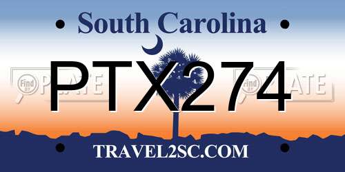 PTX274 South Carolina License Plate