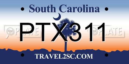 PTX311 South Carolina License Plate