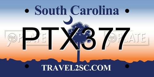 PTX377 South Carolina License Plate