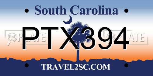 PTX394 South Carolina License Plate