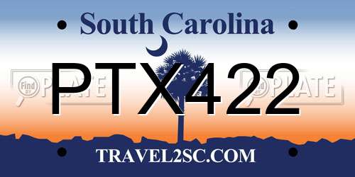 PTX422 South Carolina License Plate