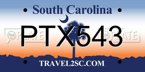 PTX543 South Carolina License Plate