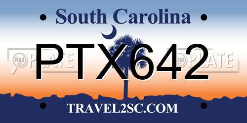 PTX642 South Carolina License Plate