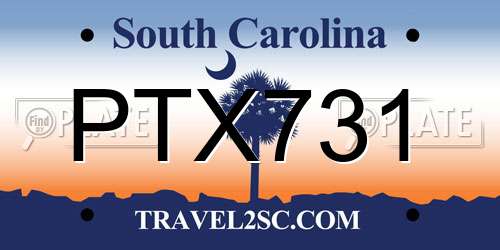 PTX731 South Carolina License Plate
