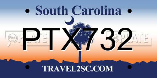 PTX732 South Carolina License Plate
