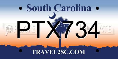 PTX734 South Carolina License Plate