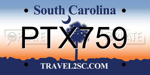 PTX759 South Carolina License Plate