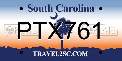 PTX761 South Carolina License Plate