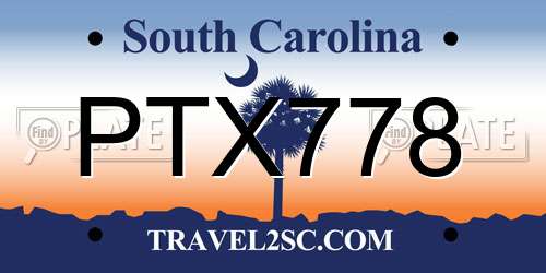 PTX778 South Carolina License Plate