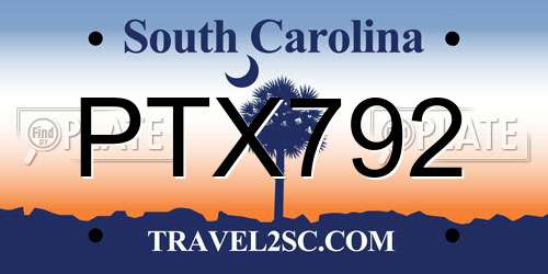 PTX792 South Carolina License Plate