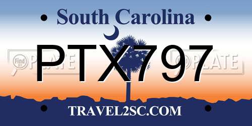 PTX797 South Carolina License Plate