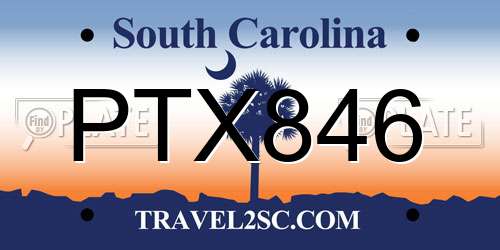 PTX846 South Carolina License Plate