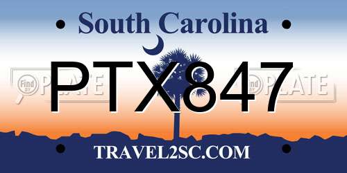 PTX847 South Carolina License Plate