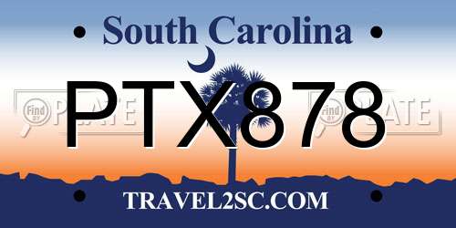 PTX878 South Carolina License Plate