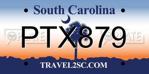 PTX879 South Carolina License Plate