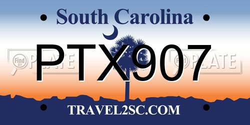 PTX907 South Carolina License Plate