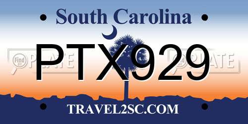 PTX929 South Carolina License Plate