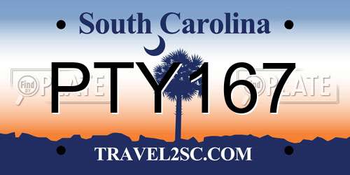 PTY167 South Carolina License Plate
