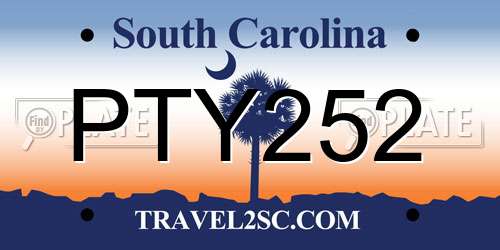 PTY252 South Carolina License Plate