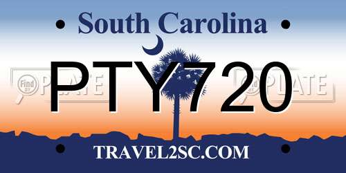 PTY720 South Carolina License Plate