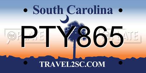 PTY865 South Carolina License Plate