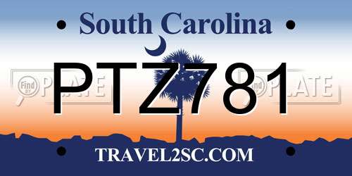 PTZ781 South Carolina License Plate
