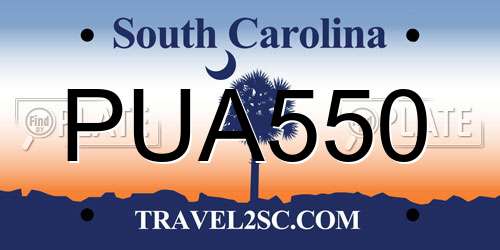 PUA550 South Carolina License Plate