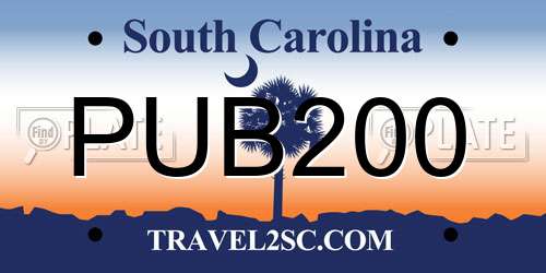 PUB200 South Carolina License Plate