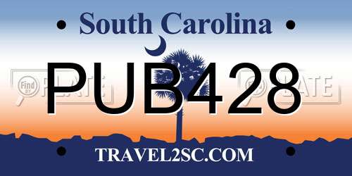 PUB428 South Carolina License Plate