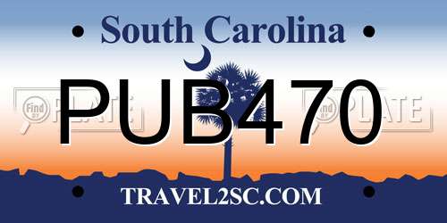 PUB470 South Carolina License Plate