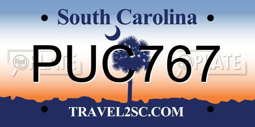 PUC767 South Carolina License Plate