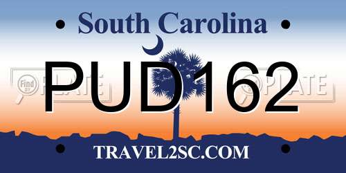 PUD162 South Carolina License Plate