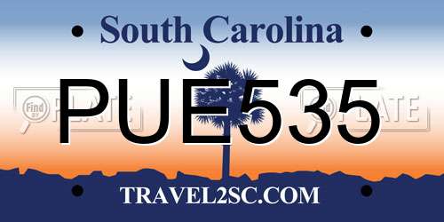 PUE535 South Carolina License Plate