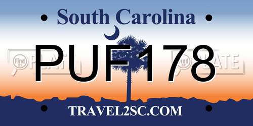 PUF178 South Carolina License Plate