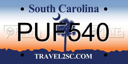 PUF540 South Carolina License Plate