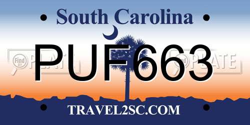 PUF663 South Carolina License Plate