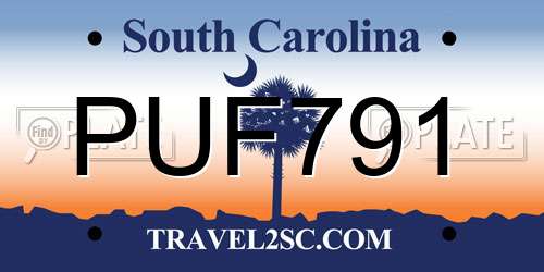 PUF791 South Carolina License Plate