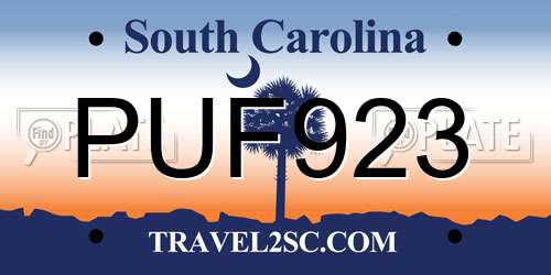 PUF923 South Carolina License Plate