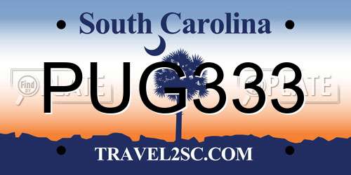 PUG333 South Carolina License Plate