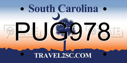 PUG978 South Carolina License Plate