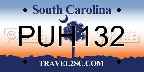 PUH132 South Carolina License Plate