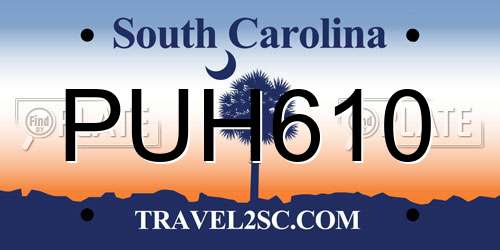 PUH610 South Carolina License Plate