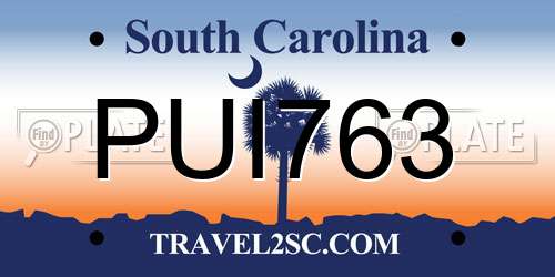 PUI763 South Carolina License Plate