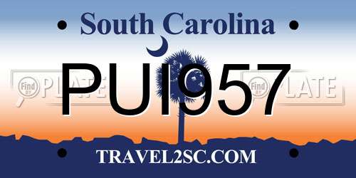 PUI957 South Carolina License Plate