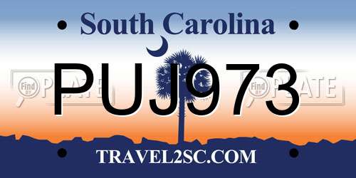 PUJ973 South Carolina License Plate
