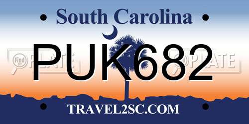 PUK682 South Carolina License Plate